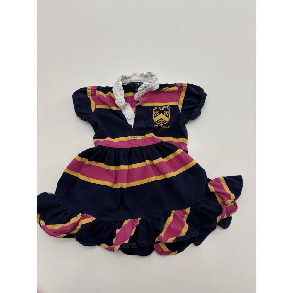 Girls Polo Ralph Lauren Youth Colorful Dress Patch SZ 2T